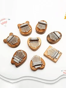 1入迷你8鍵卡林巴指奏琴，便攜式馬林巴音樂拇指鋼琴掛墜，可懸掛繩，是孩子、成年人和初學者的獨特禮物（掛飾隨機顏色） - 棕色 - 查看 5