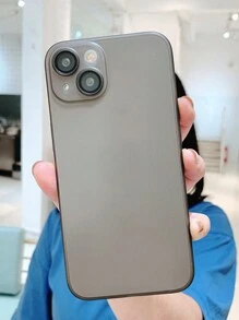 1pc Minimalist High-End Soft Silicone Camera Lens Protector Case With Skin-Friendly Matte Finish, Compatible With IPhone - Black - View 3