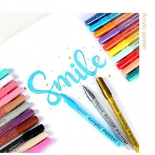 Bộ bút đánh dấu acrylic 48 màu, hoàn hảo cho vẽ tranh nghệ thuật, vẽ nguệch ngoạc, làm thiệp và hơn thế nữa - Vàng - Xem 2