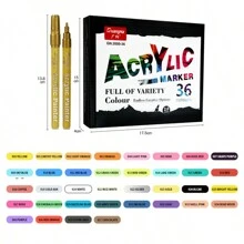 Bộ bút đánh dấu acrylic 48 màu, hoàn hảo cho vẽ tranh nghệ thuật, vẽ nguệch ngoạc, làm thiệp và hơn thế nữa - Vàng - Xem 10