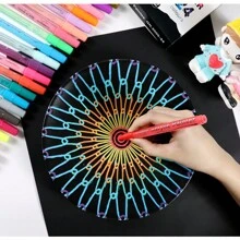 Bộ bút đánh dấu acrylic 48 màu, hoàn hảo cho vẽ tranh nghệ thuật, vẽ nguệch ngoạc, làm thiệp và hơn thế nữa - Vàng - Xem 5