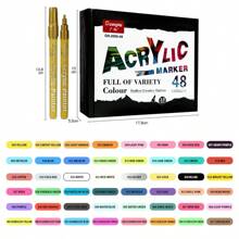 Bộ bút đánh dấu acrylic 48 màu, hoàn hảo cho vẽ tranh nghệ thuật, vẽ nguệch ngoạc, làm thiệp và hơn thế nữa - Vàng - Xem 11