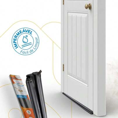 Kit Com 3 Protetores de Porta Ajustável e Impermeável Veda Porta 80cm Preto