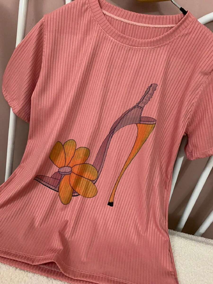 Women T-Shirts - 乾枯玫瑰色 - 查看 1