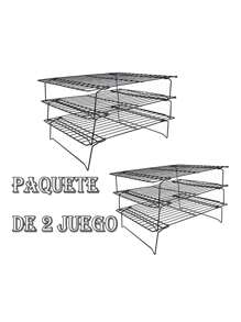 paquete de 2 Rejilla de enfriamiento,con cada una de 3 niveles, antiadherente, Rejillas para Enfriar Repostería, Rejilla de Refrigeración, 3 Niveles, Acero Inoxidable Antiadherente, para Hornear en Casa, Fiesta de Cumpleaños, Fiesta de Bodas - Negro - Ver 1