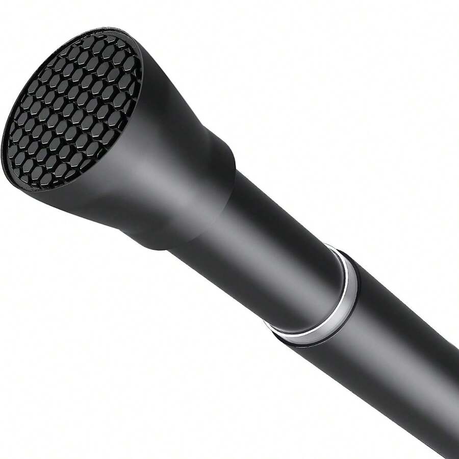 1件黑色85-150厘米浴帘杆，窗帘杆，伸缩弹簧拉杆，7/8英寸粗，防水防锈，不锈钢材质，带PVC橡胶端盖，防滑耐磨。无需钻孔，无需工具安装。最大承重11公斤。适用于客厅、卧室、餐厅、厨房、浴室等场景的窗帘、门帘、浴帘悬挂。家居浴室装饰秋季装饰浴室配件返校季