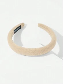 1pc 2cm Solid Color Fashionable Elegant Velvet Sponge Hairband Casual,Hairband,Hair Hoop - Khaki - View 4