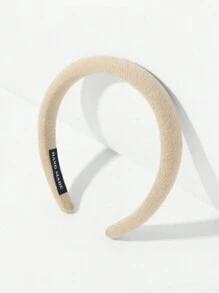 1pc 2cm Solid Color Fashionable Elegant Velvet Sponge Hairband Casual,Hairband,Hair Hoop - Khaki - View 3