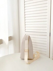 時尚網格圖案斜肩包胸包帶刺繡線適合女士