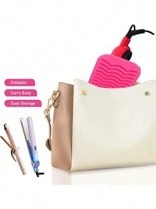 1pc Silicone Curling Iron Storage Bag - Hot Pink - View 5