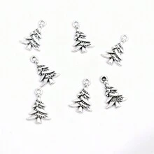 50pcs Christmas Style Silver-color Tree And Snowflake Pendants For Diy Jewelry Making - Silver - View 6