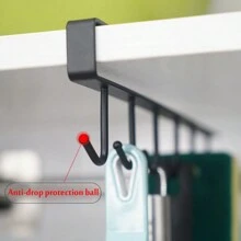 Mug Hooks Under Shelf Cups Holder, No Drilling Cup Rack Mug Storage For Kitchen Belt Scarf Hanger Rack, Suitable For Flat Cabinets Without Lip Edge