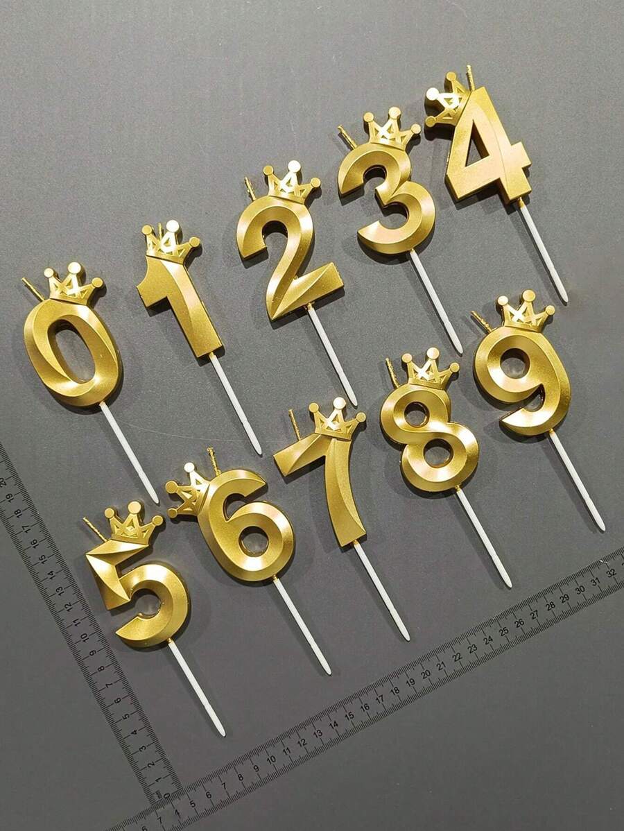 1pc Crown Number Birthday Candle For Party Decoration