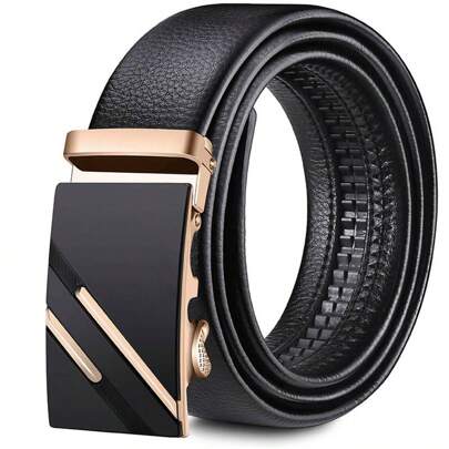 1pc Elongated Men's Fashionable Metal Automatic Buckle Casual Belt, Fits Waist 105-170cm Summer, School Casual, Business, Boyfriend Husband Father Dad Men Gift, Daily Wear, Fashion, Teen, Outdoor, Vacation, Athletic, Travel, Street, Boho, Vintage Fall, Autumn, Halloween Autumn-Winter Accessories,Suitable For Teens, Youth,Men,Casual, Outdoor, Athletic, Vacation, Graduation Gifts, Birthday, Daily Wear