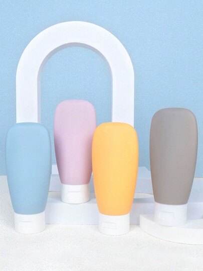 1set/4pcs Portable 60ml Cosmetic Lotion Dispenser Bottles In Morandi Colors, Empty Travel Toiletry Containers For Shower Gel, Travel Kit