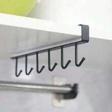 Mug Hooks Under Shelf Cups Holder, No Drilling Cup Rack Mug Storage For Kitchen Belt Scarf Hanger Rack, Suitable For Flat Cabinets Without Lip Edge