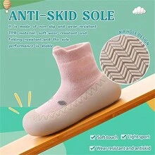 1雙軟底防滑襪子鞋適用於學習步行,春/夏/秋地板襪 - 粉色 - 查看 2