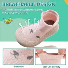 1雙軟底防滑襪子鞋適用於學習步行,春/夏/秋地板襪 - 粉色 - 查看 4