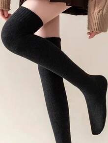 1 双黑色厚脚保暖内衬腿套，适合秋冬季 - 黑色 - 查看 4