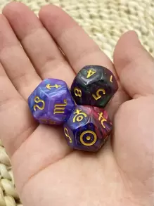 3/Set Astrology Multiplex Dice Planets, Constellations, Numbers In Grid Game Clouds, Flashes, Vortex, White Ribbon,Adult Party Games Suitable For Halloween/Christmas/Thanksgiving - Multicolor - View 1