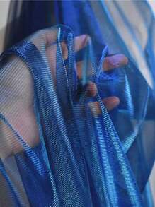 1pc Gradient Two-Color Mesh Fabric, Laser Texture See-Through Fabric Long Skirt Shawl Creative Handmade Fabric - Multicolor - View 4