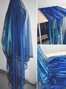 1pc Gradient Two-Color Mesh Fabric, Laser Texture See-Through Fabric Long Skirt Shawl Creative Handmade Fabric - Multicolor - View 1