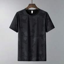 2024 年夏季新款男友风男士速干运动 T 恤，冰丝透气健身上衣，适合跑步和户外运动 - 黑色 - 查看 1