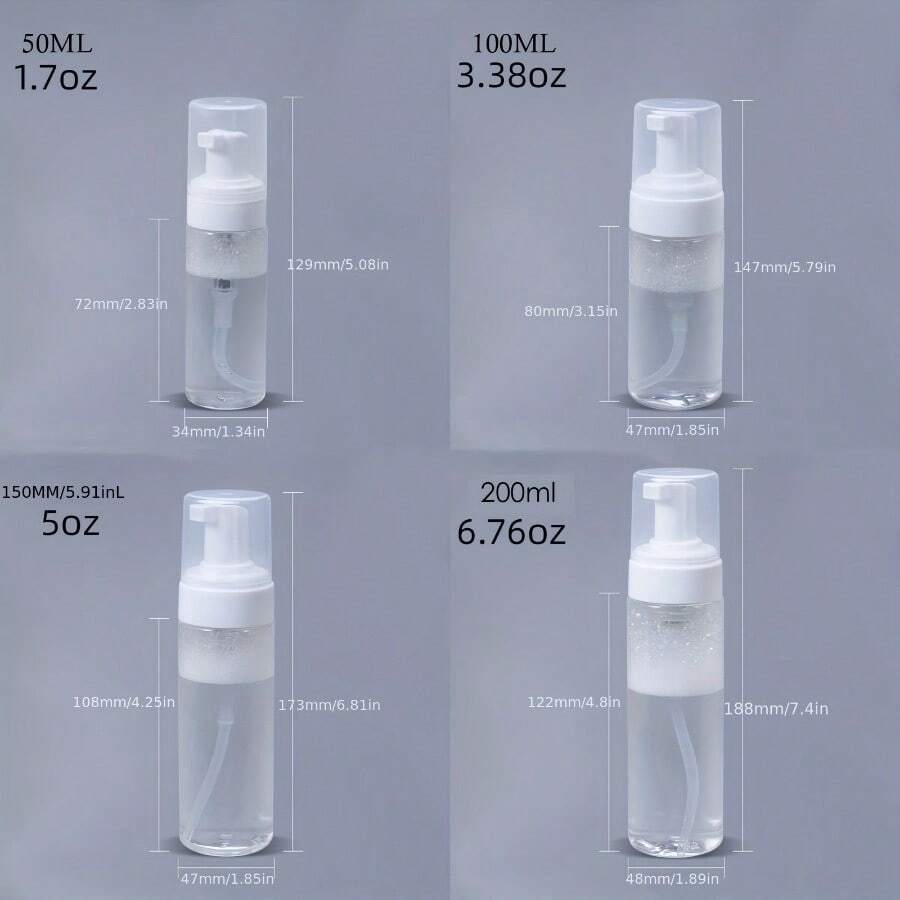 1pc/2pcs/3pcs 50ml/100ml/150ml/200ml Foaming Soap Bottle Empty Plastic Mousse Facial Cleanser Pump Bottle Refillable Lotion Shampoo Dispenser - Clear - View 1
