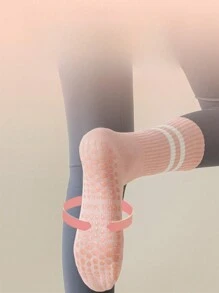 1 Paar Damen Mittelhoch Outdoor Sport Yoga Socken mit einfarbigem und Streifenmuster