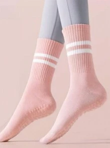 1 Paar Damen Mittelhoch Outdoor Sport Yoga Socken mit einfarbigem und Streifenmuster