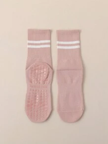 1 Paar Damen Mittelhoch Outdoor Sport Yoga Socken mit einfarbigem und Streifenmuster