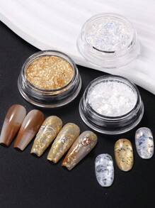 3 盒珠光亮片指甲闪光白金彩虹全息不对称亮片薄片 DIY 奢华优雅时尚美甲设计 3D 美甲配件指甲饰品指甲宝石指甲用品 - 彩色 - 查看 7