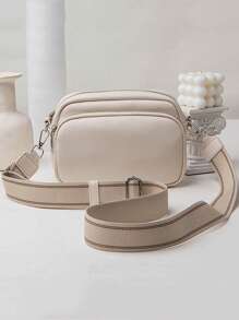 时尚公文包式单肩包，容量大，多个拉链口袋，可斜挎或肩背，适合女性日常通勤，商务休闲女包，非常适合办公室、商务和工作 - 米色 - 查看 2