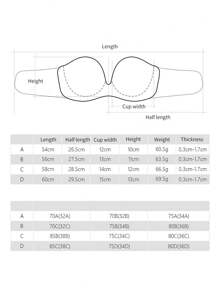 1pc Self-adhesive Strapless Push-up Bra For Bride, Invisible & Seamless & Anti-slip & Small Chest Enlargement - Black - View 2