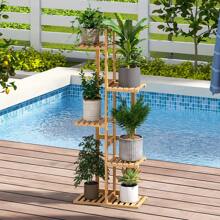 Bamboo Plant Stand Indoor Multiple Flower Pot Holder Corner Flower Rack Display Shelf, Outdoor Or Indoor Use - Yellow - View 5