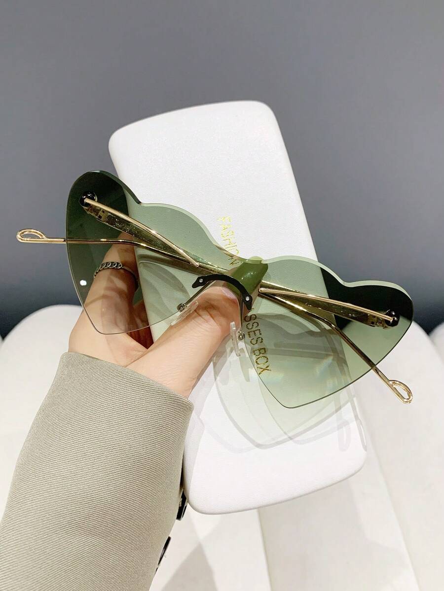 1入金屬無框心形時尚女士眼鏡,適合派對和日常穿著