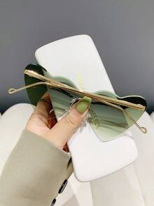 1入金屬無框心形時尚女士眼鏡,適合派對和日常穿著