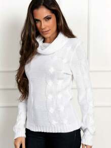 Women Knit Tops - 白色 - 查看 2