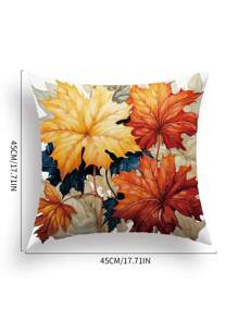 1入組水彩花朵圖案方形靠墊套,花卉圖案長毛絨家庭抱枕殼套適用於沙發,45x45cm - 彩色 - 查看 4