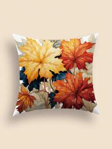 1入組水彩花朵圖案方形靠墊套,花卉圖案長毛絨家庭抱枕殼套適用於沙發,45x45cm - 彩色 - 查看 5