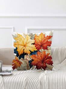 1入組水彩花朵圖案方形靠墊套,花卉圖案長毛絨家庭抱枕殼套適用於沙發,45x45cm - 彩色 - 查看 2