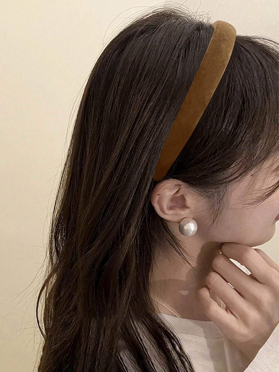 1 Miếng 2cm Đúng mốt Thanh lịch Màu thuần Nhung Bọt biển Băng đô cài tóc