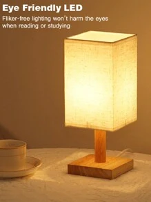 1 pieza Lámpara de mesa decorativa creativa con estilo nórdico de luz LED nocturna con interruptor de cable de datos USB de madera, ahorro de energía para dormitorio, estudio, B&B y regalo del día de las madres