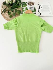 Women Knit Tops - 青檸色 - 查看 2