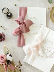 5m/cuộn Frayed Nếp nhăn Chiffon Ruy băng lụa Thủ công Rách Lễ cưới Buổi tiệc Bó hoa Qủa tặng Đóng gói Đồ trang trí Đồ thủ công DIY - Màu Hồng baby - Xem 4