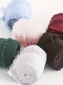 5m/cuộn Frayed Nếp nhăn Chiffon Ruy băng lụa Thủ công Rách Lễ cưới Buổi tiệc Bó hoa Qủa tặng Đóng gói Đồ trang trí Đồ thủ công DIY - Màu Hồng baby - Xem 5