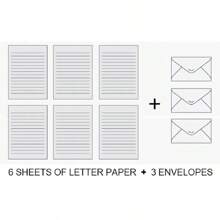 Fresh And Lovely Stationery Letter Paper Set With Envelopes, Including 6 Writing Paper + 3 Envelopes, A5 Stationery Set For Writing Letter - Blue and White - View 3