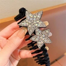1 pieza Diadema con estrella brillante y strass de niña - Accesorio para el cabello, pasador (Debido a que es hecho a mano, el color y la posición de las estrellas pueden tener ligeras diferencias con respecto a la imagen, entrega aleatoria)
