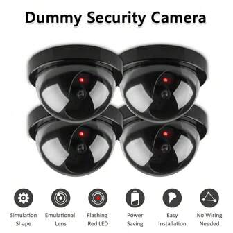 Hemisphere Realistic Surveillance Camera, Fake CCTV Dome Camera With Flashing Red LED Light