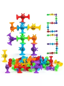 Set de 19 piezas de juguetes interactivos de bloques de construcción con ventosas de silicona blandas, incluye dardos, para niños, juegos educativos. (Algunas partes pueden ser aleatorias)